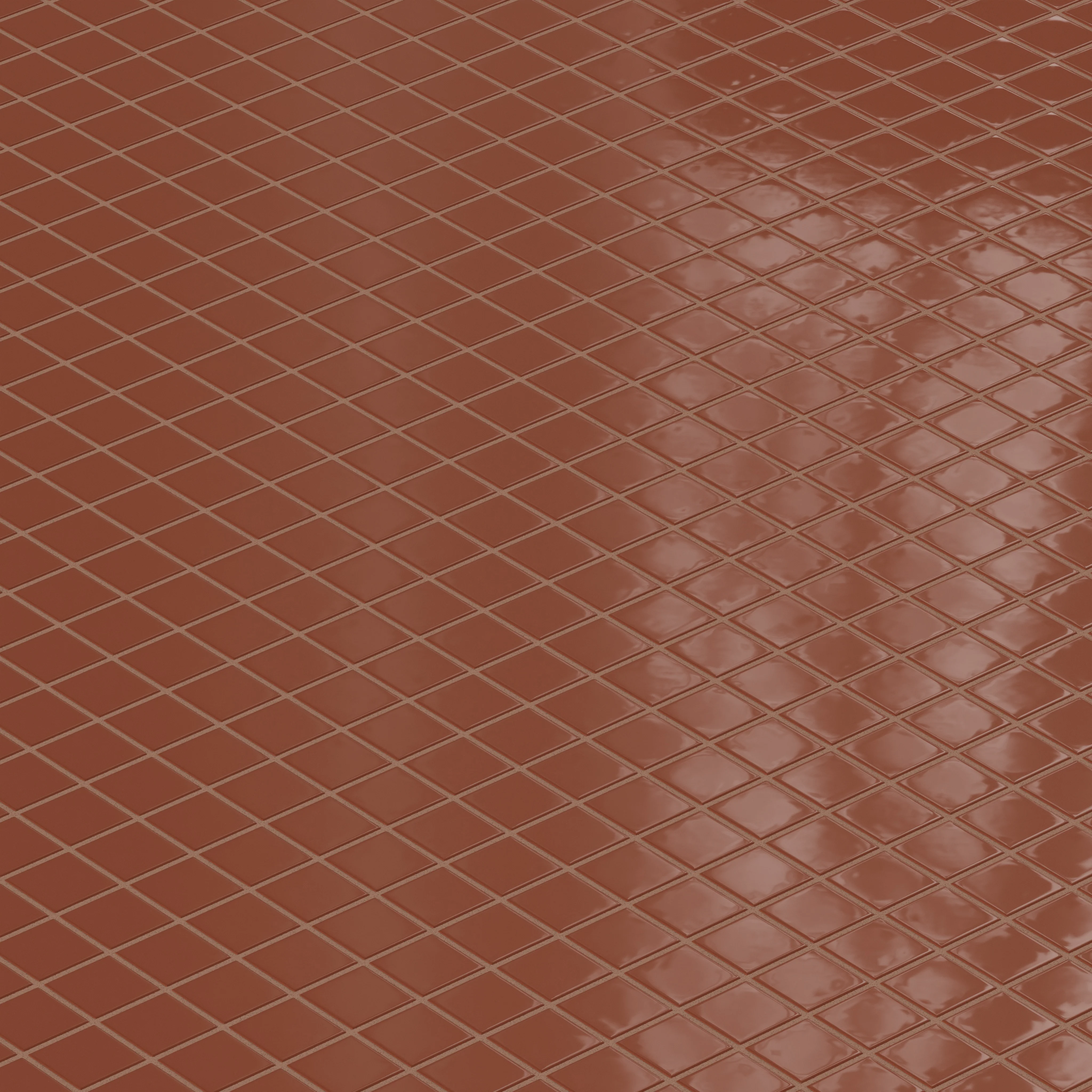 2x2 Straight Set Sheeted Natural Press Ceramic Mosaic Tile in Red Iron Oxide Gloss - Storm Tile LLC