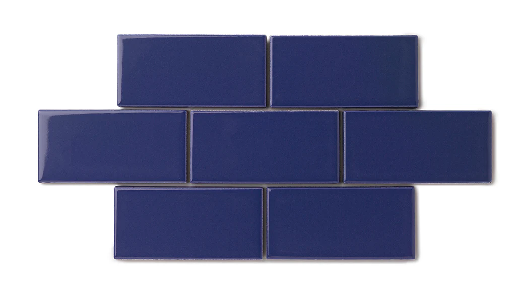 2x4 Straight Set Sheeted Natural Press Ceramic Mosaic Tile in Ultramarine Gloss - Storm Tile LLC