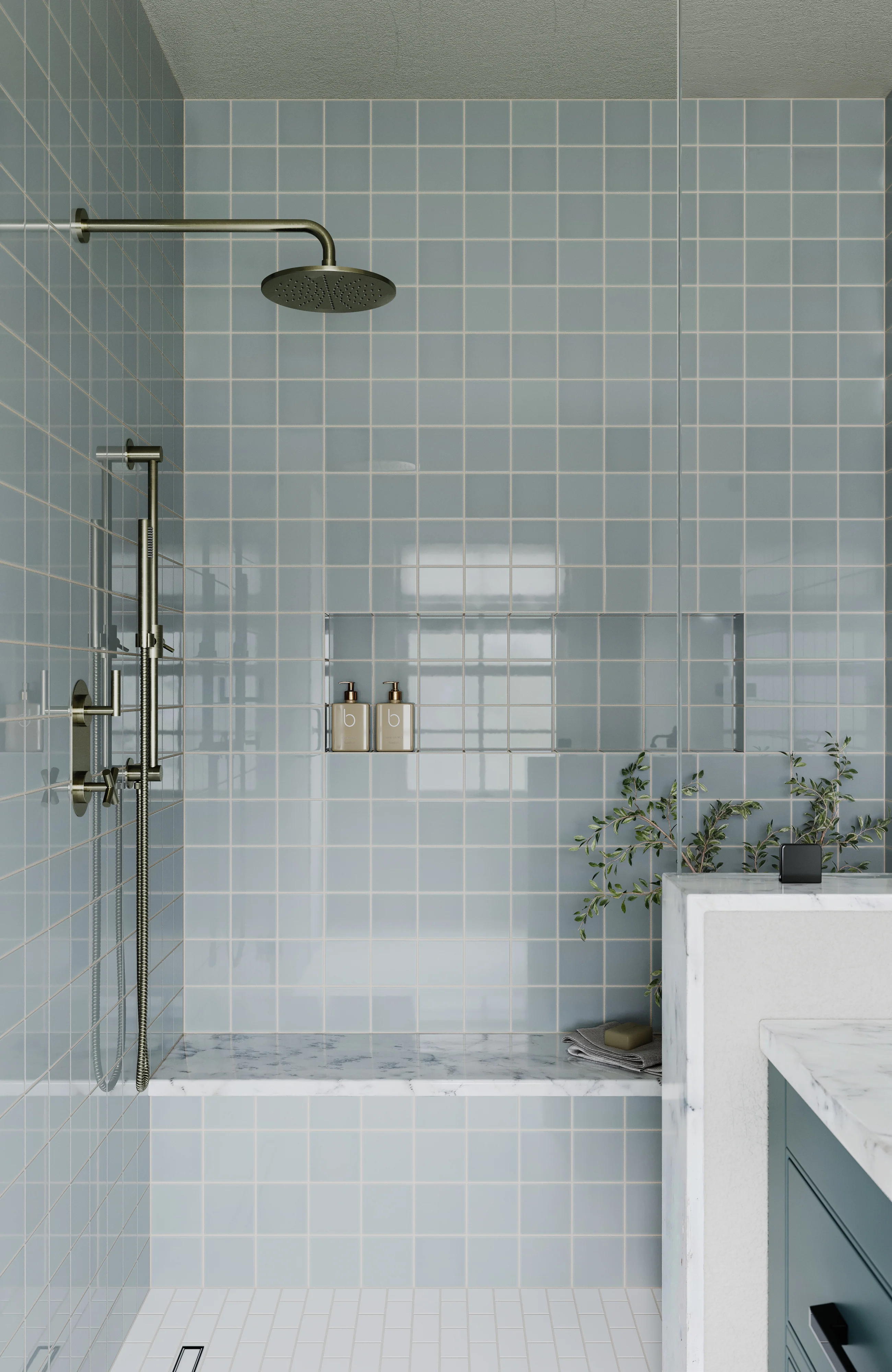 2x4 Half Offset Sheeted Natural Press Ceramic Mosaic Tile in Salt Creek Matte - Storm Tile LLC