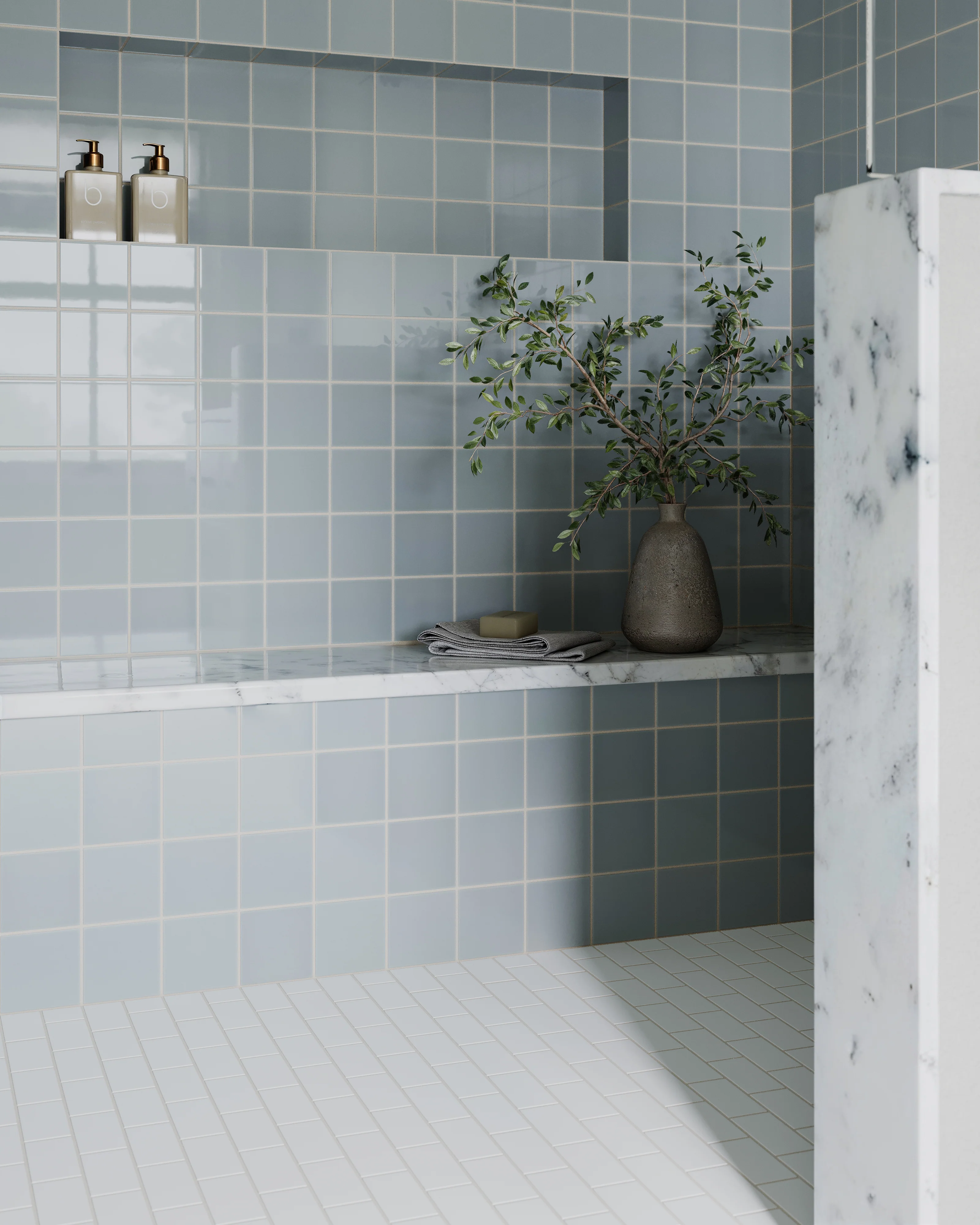 2x4 Half Offset Sheeted Natural Press Ceramic Mosaic Tile in Salt Creek Matte - Storm Tile LLC