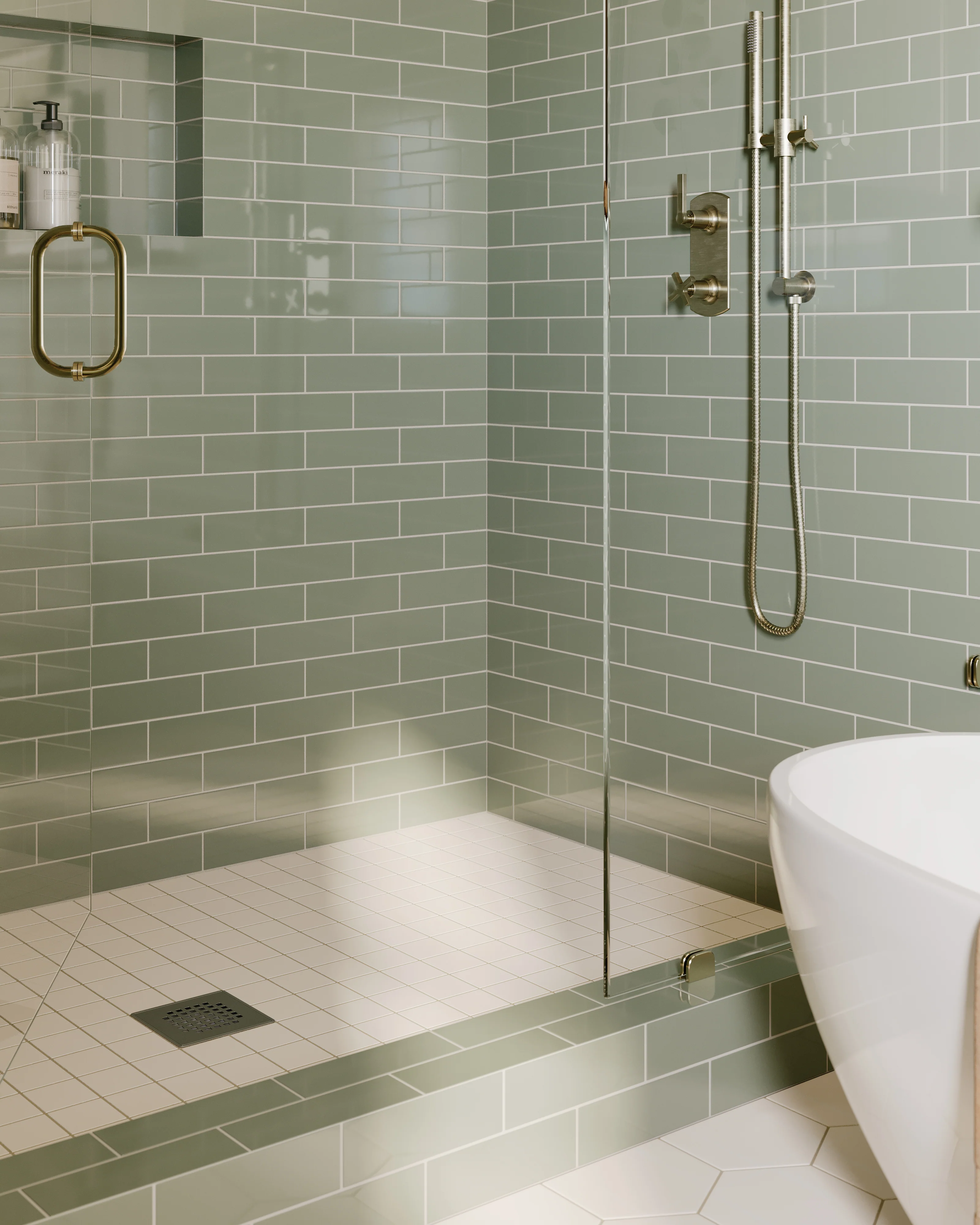 3x3 Straight Set Sheeted Natural Press Ceramic Mosaic Tile in Pearl Matte - Storm Tile LLC