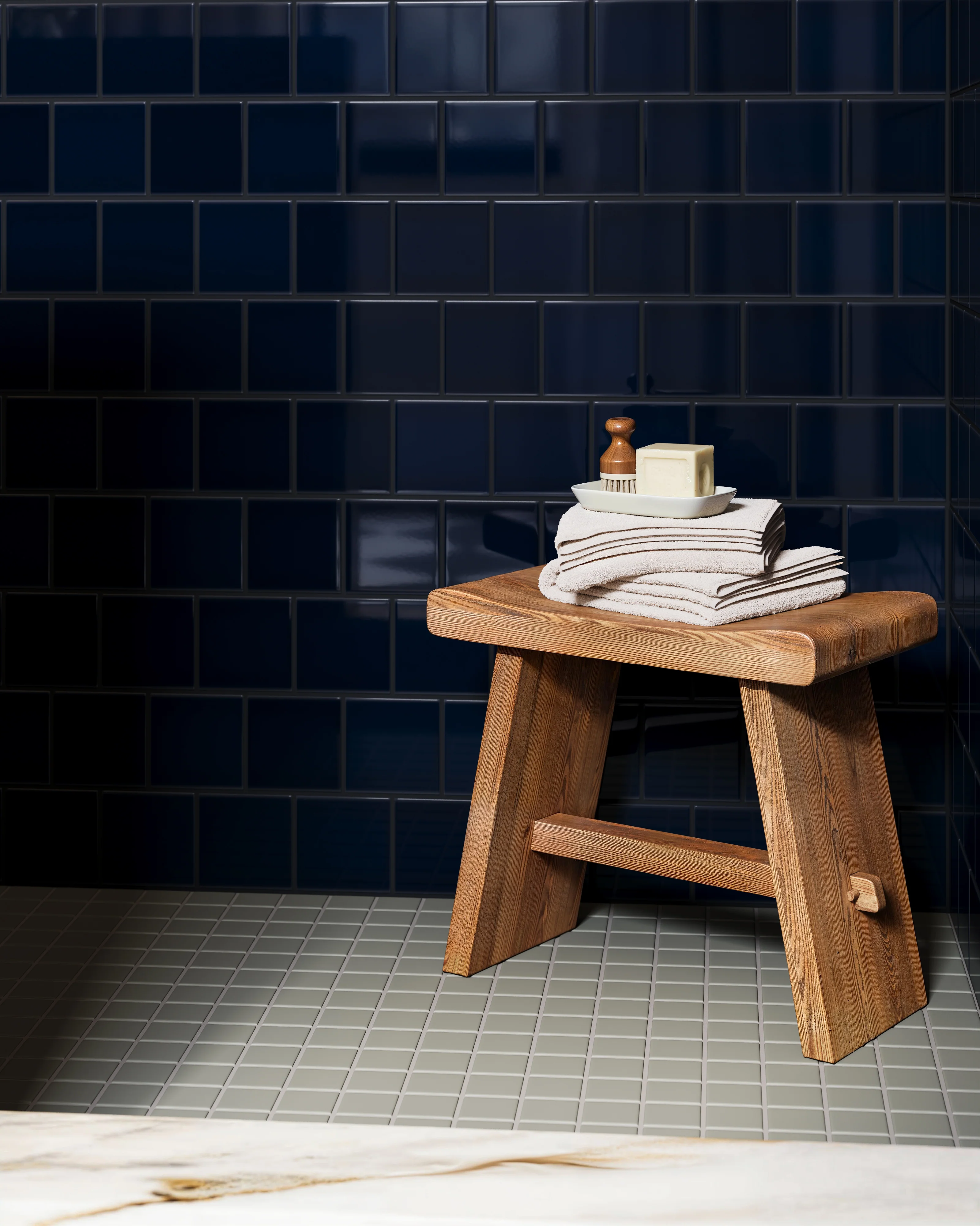 2x2 Straight Set Sheeted Natural Press Ceramic Mosaic Tile in Puget Sound Matte - Storm Tile LLC