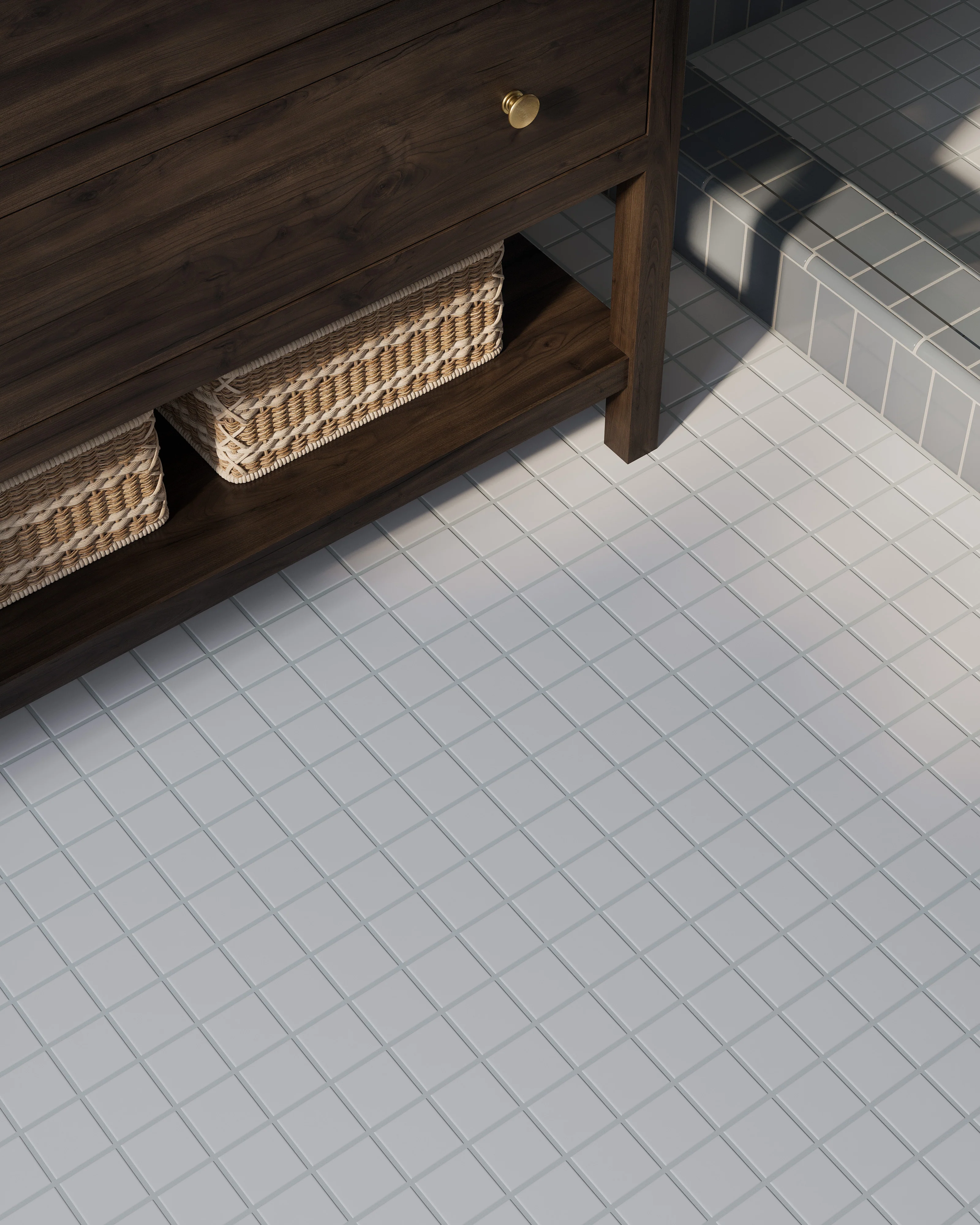 2x2 Straight Set Sheeted Natural Press Ceramic Mosaic Tile in Cloud Cover Matte - Storm Tile LLC