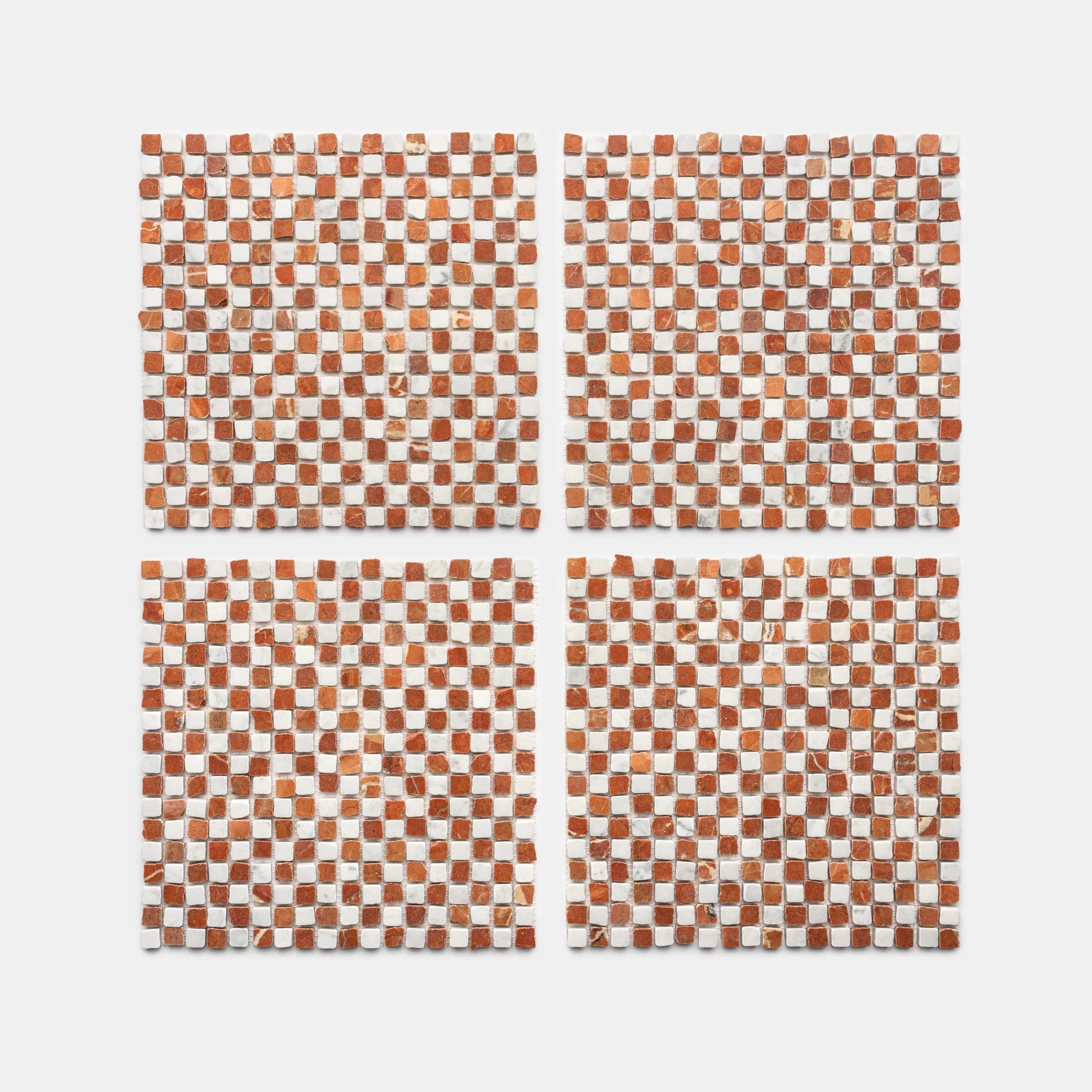 Mini Check in Carrara + Rosso Alicante - Storm Tile LLC