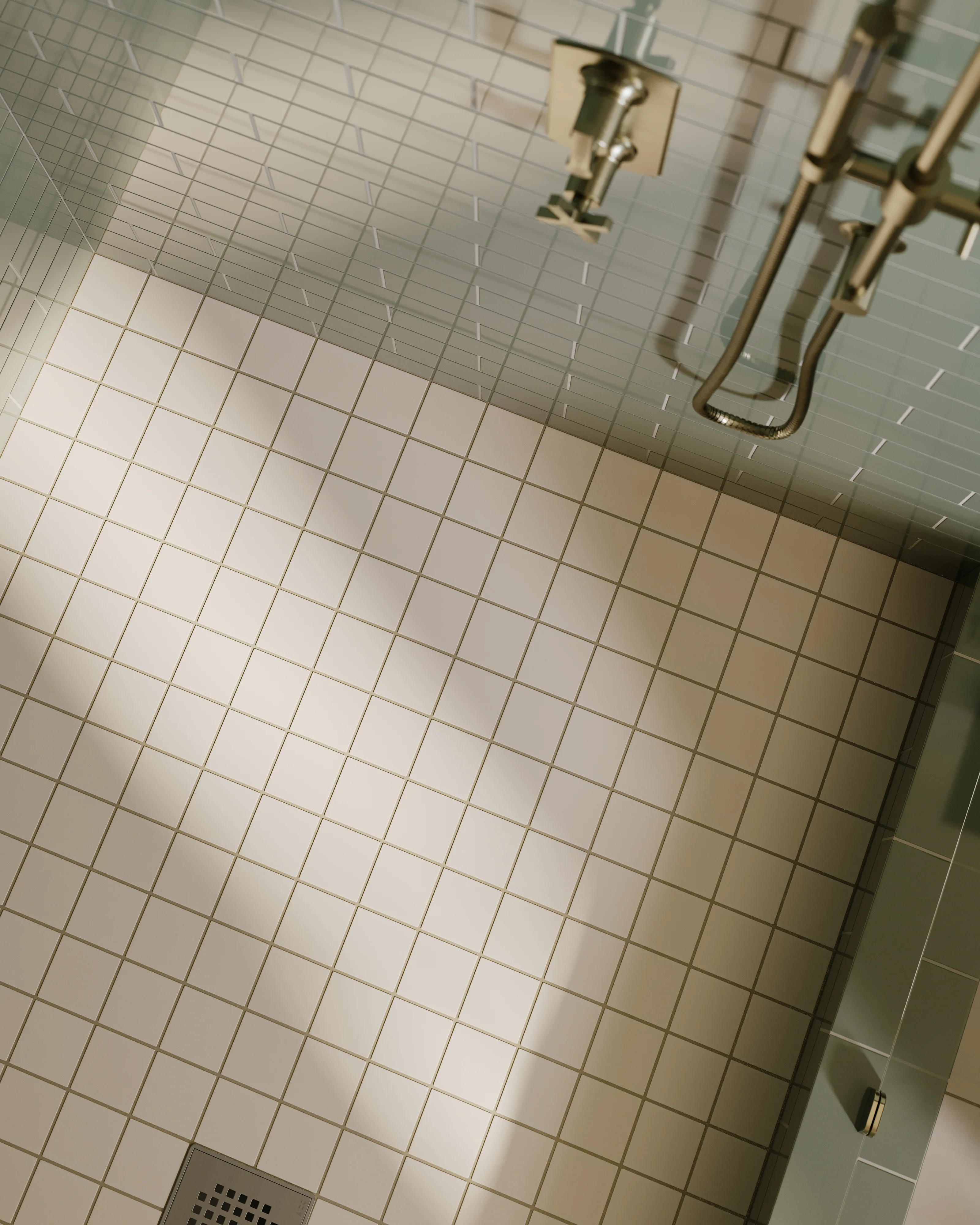 3x3 Straight Set Sheeted Natural Press Ceramic Mosaic Tile in Pearl Matte - Storm Tile LLC