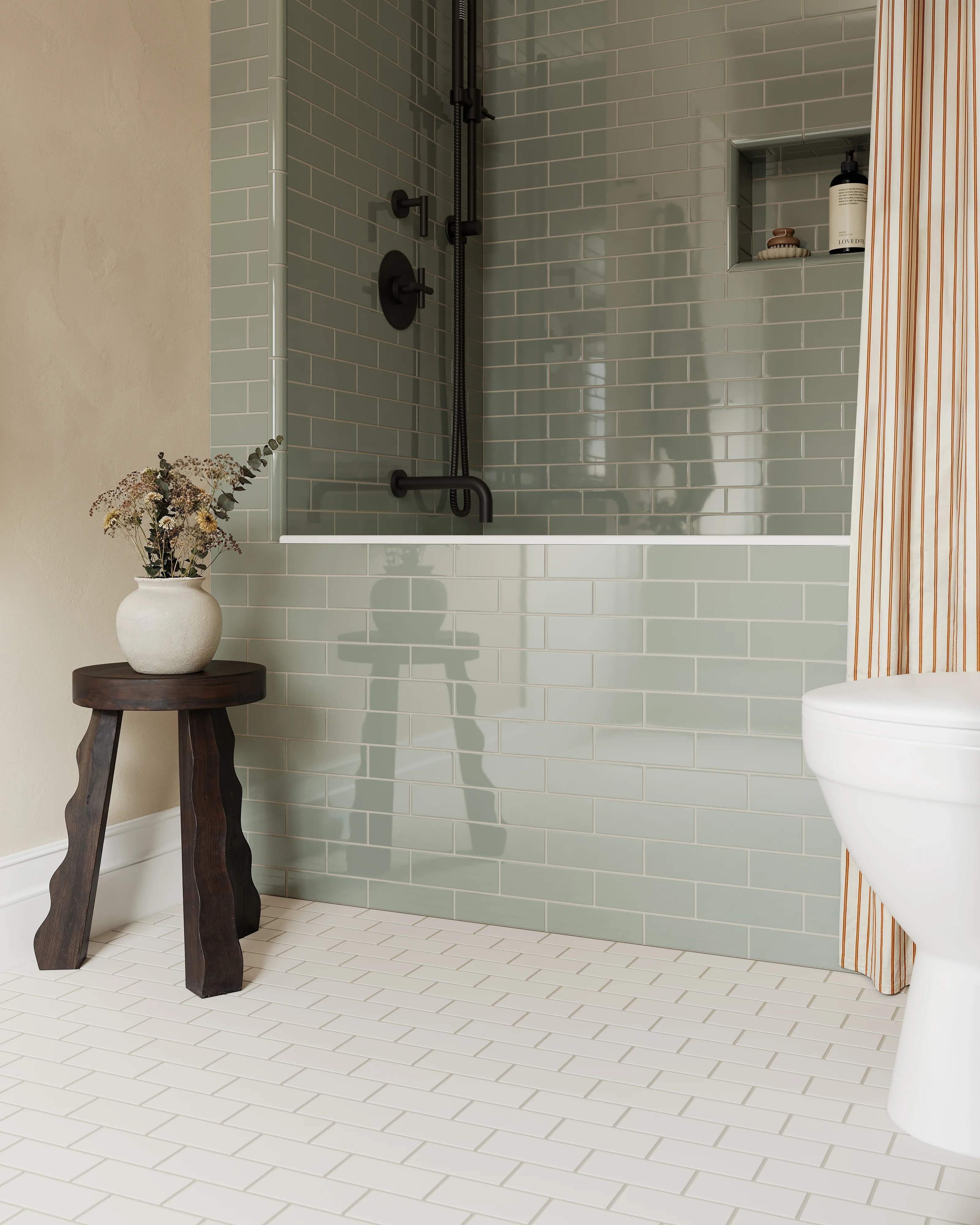2x4 Half Offset Sheeted Natural Press Ceramic Mosaic Tile in Pearl Matte - Storm Tile LLC