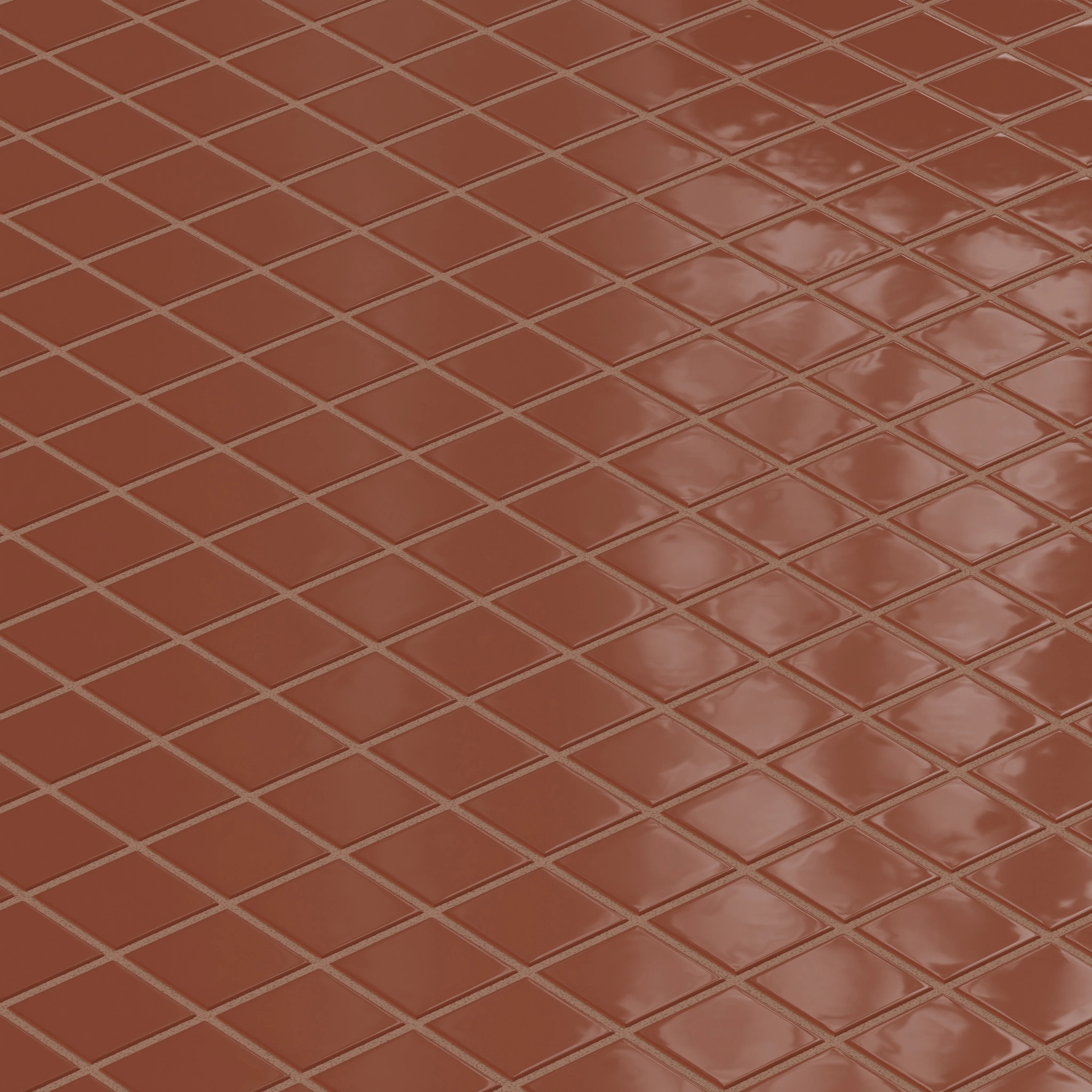 2x2 Straight Set Sheeted Natural Press Ceramic Mosaic Tile in Red Iron Oxide Gloss - Storm Tile LLC