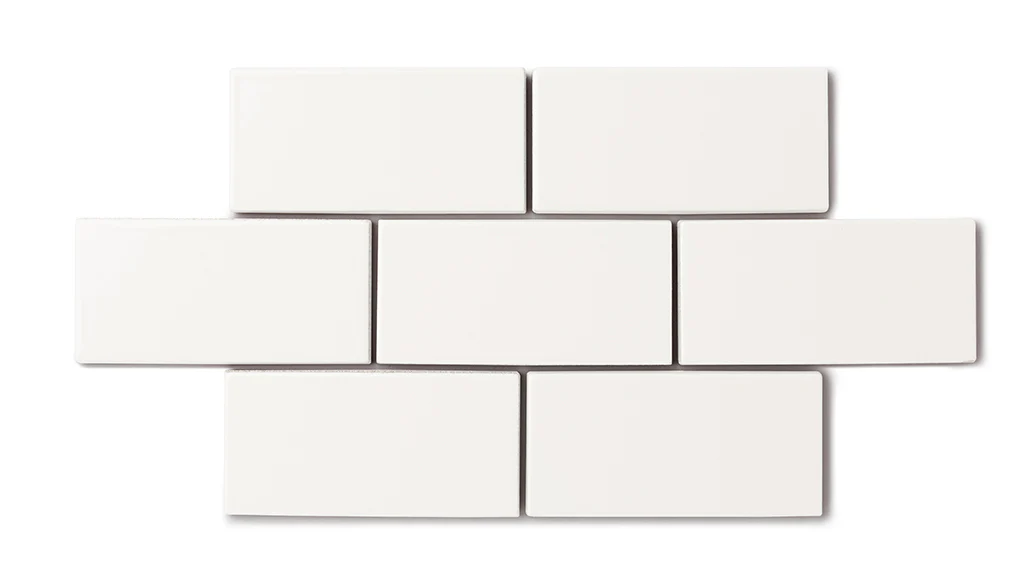 2x4 Straight Set Sheeted Natural Press Ceramic Mosaic Tile in Flake White Gloss - Storm Tile LLC