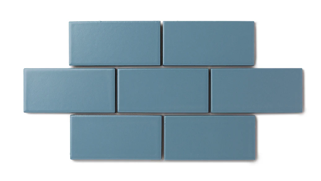 2x4 Straight Set Sheeted Natural Press Ceramic Mosaic Tile in Azurite Matte - Storm Tile LLC