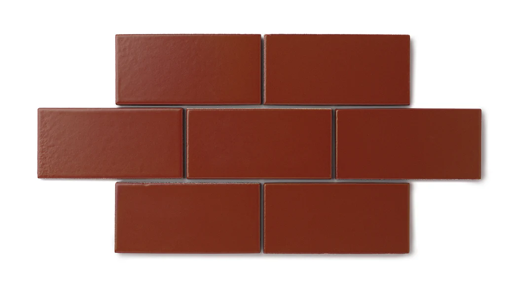 2x2 Straight Set Sheeted Natural Press Ceramic Mosaic Tile in Carmine Matte - Storm Tile LLC