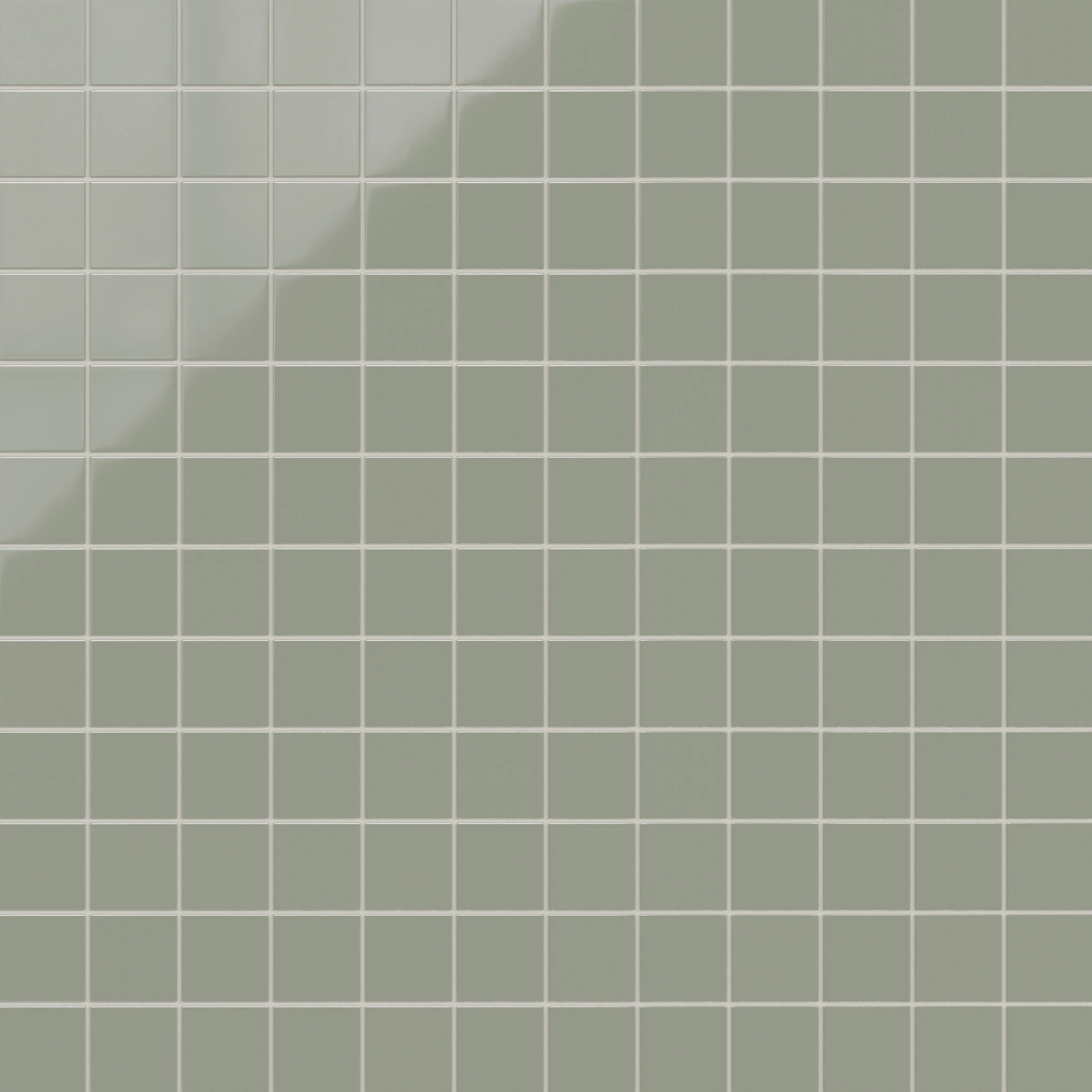 3x3 Straight Set Sheeted Natural Press Ceramic Mosaic Tile in Terre Verte Gloss - Storm Tile LLC
