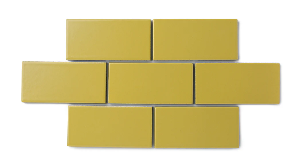 2x4 Straight Set Sheeted Natural Press Ceramic Mosaic Tile in Azo Green Matte - Storm Tile LLC