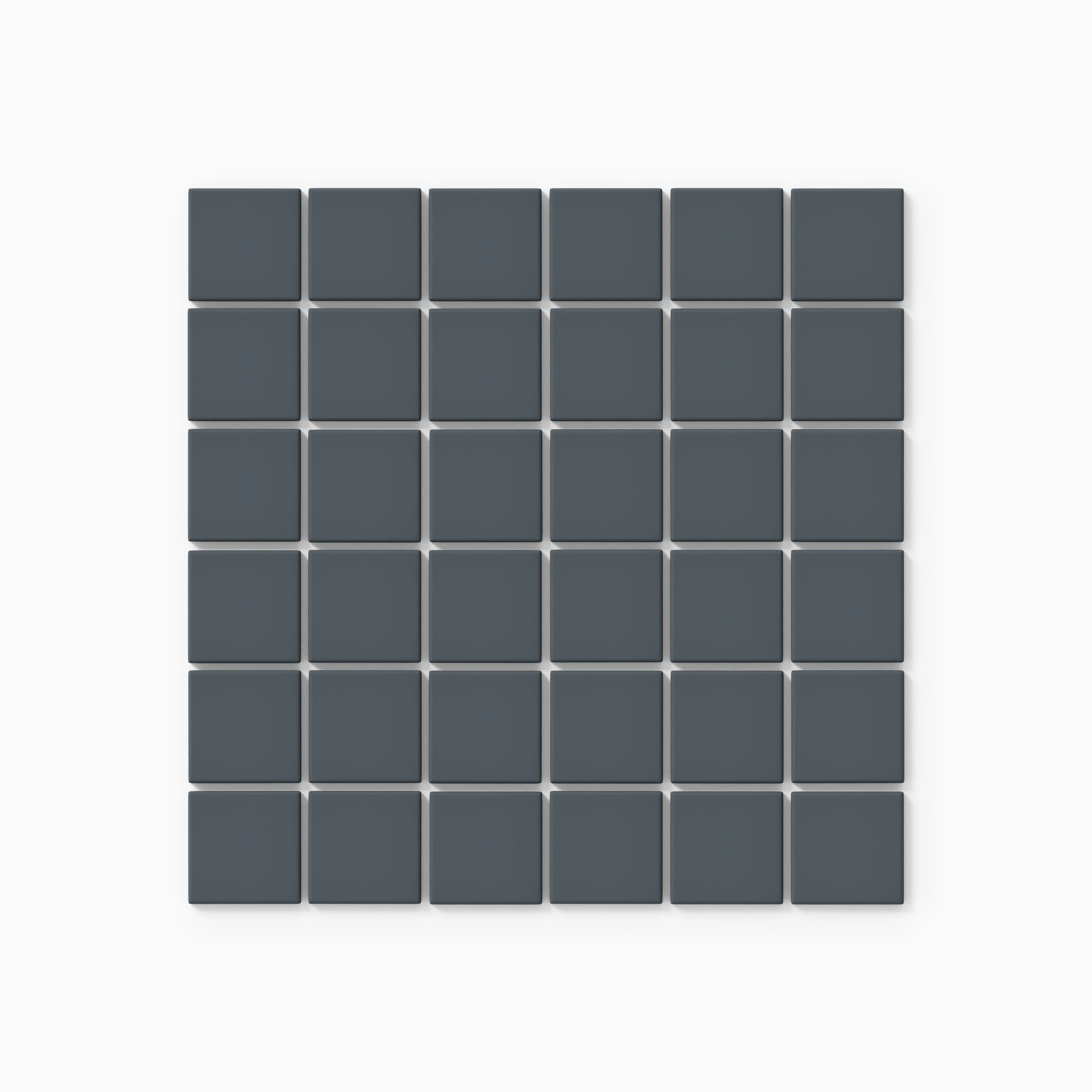 2x2 Straight Set Sheeted Natural Press Ceramic Mosaic Tile in Indigo Matte - Storm Tile LLC