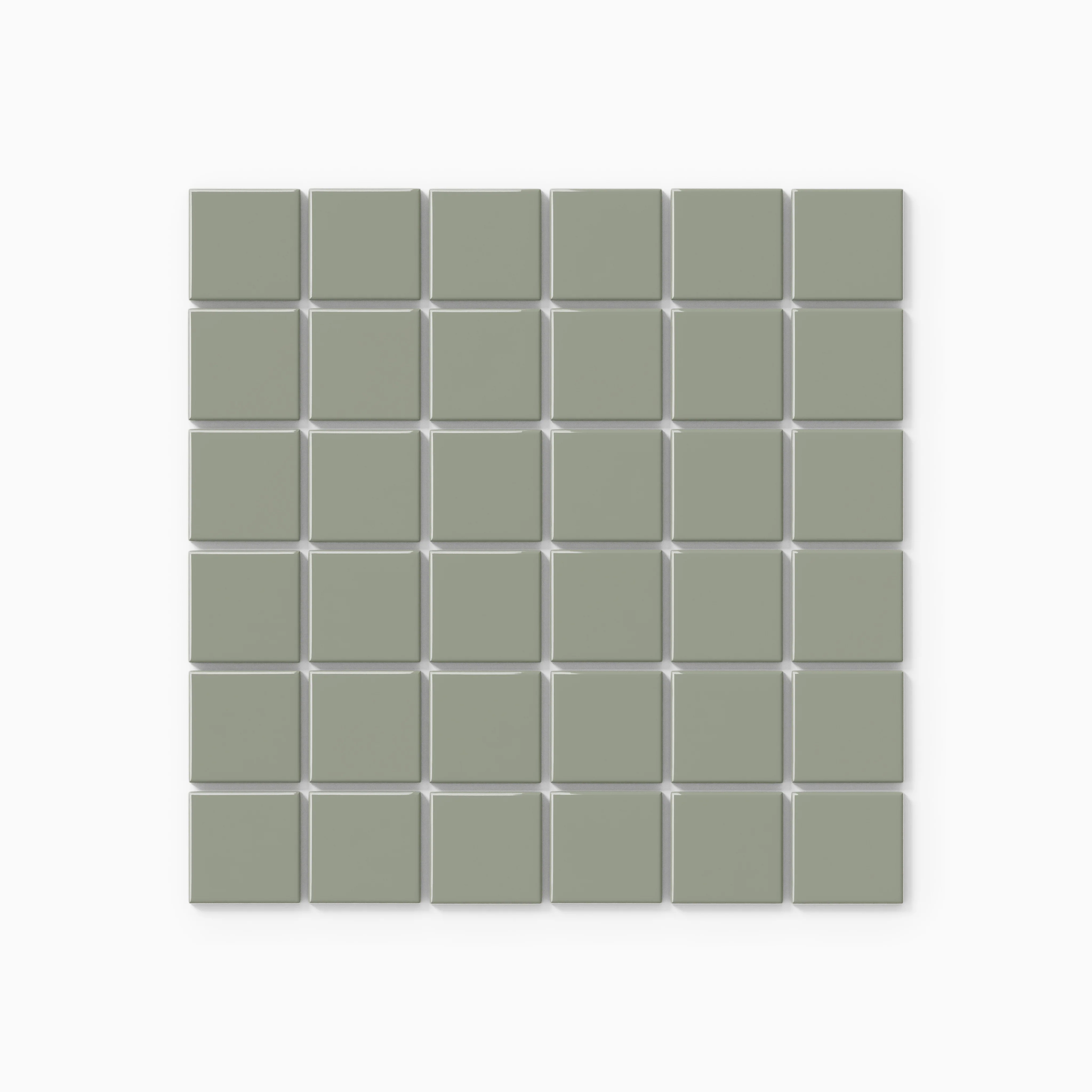 2x2 Straight Set Sheeted Natural Press Ceramic Mosaic Tile in Terre Verte Gloss - Storm Tile LLC