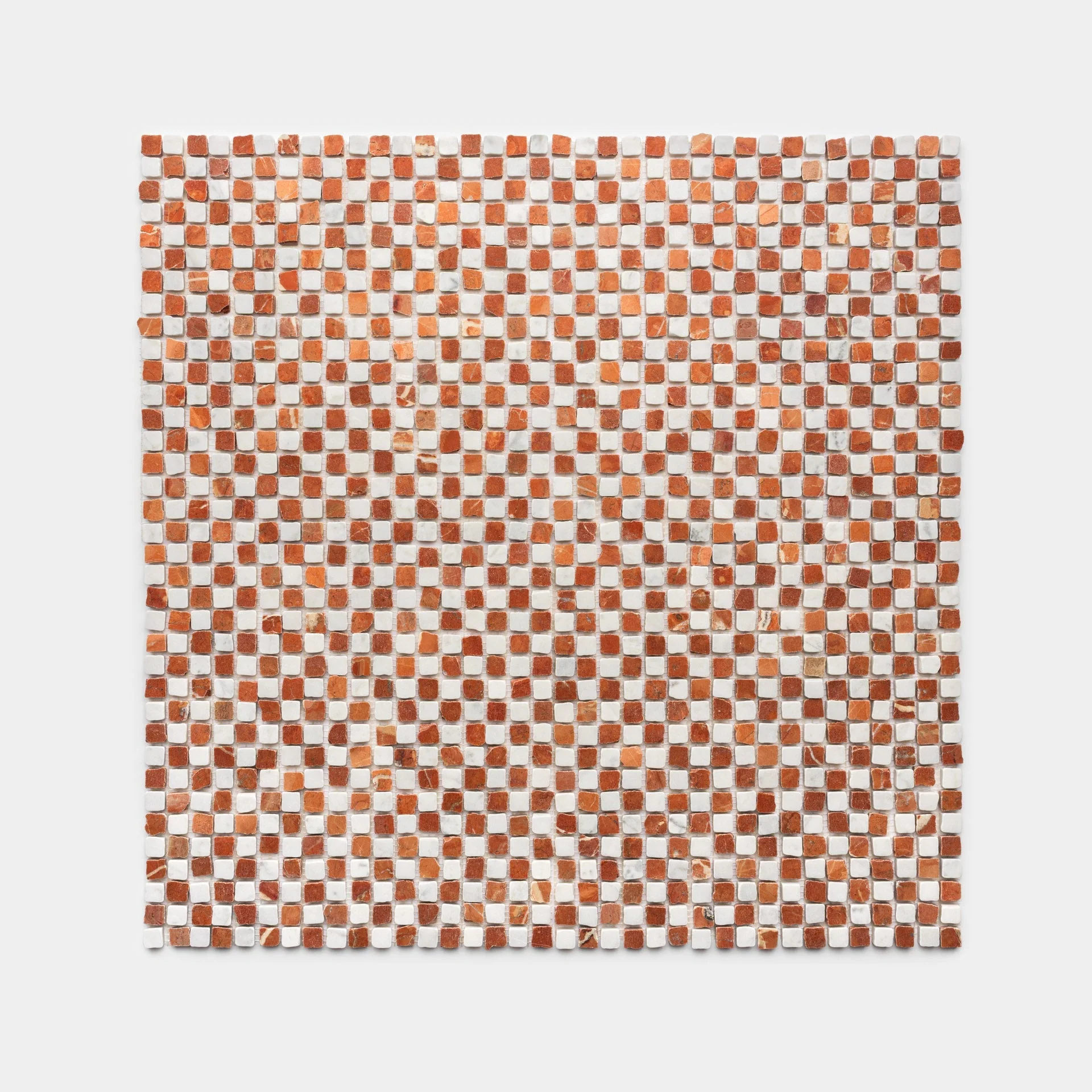 Mini Check in Carrara + Rosso Alicante - Storm Tile LLC