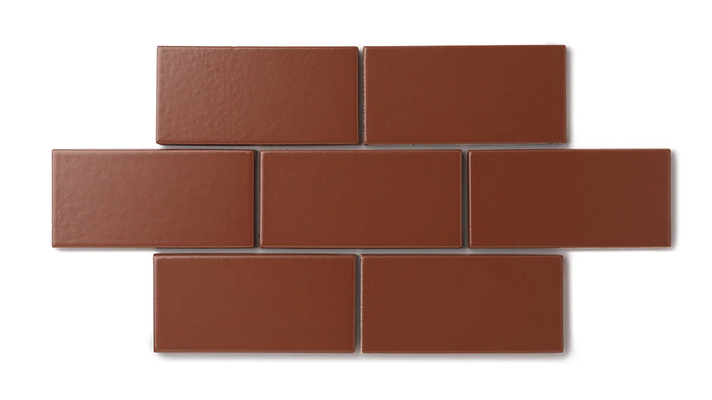 2x4 Straight Set Sheeted Natural Press Ceramic Mosaic Tile in Red Iron Oxide Matte - Storm Tile LLC
