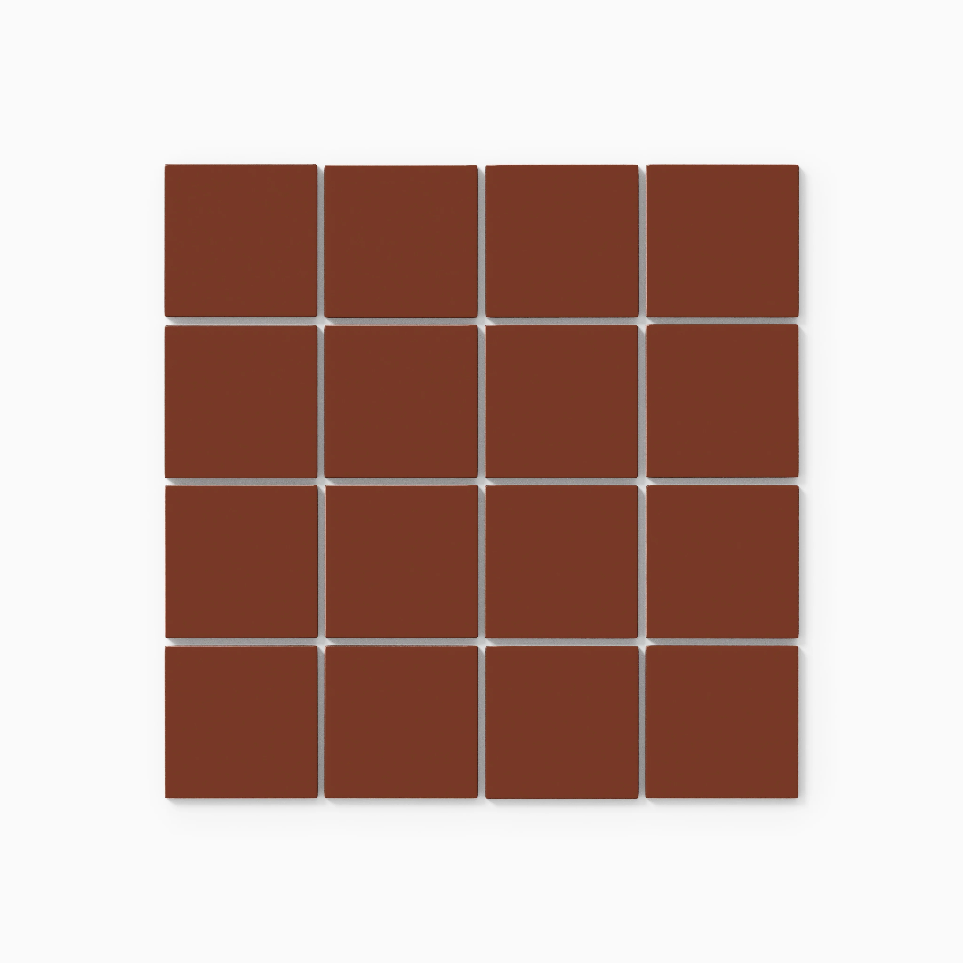3x3 Straight Set Sheeted Natural Press Ceramic Mosaic Tile in Red Iron Oxide Gloss - Storm Tile LLC