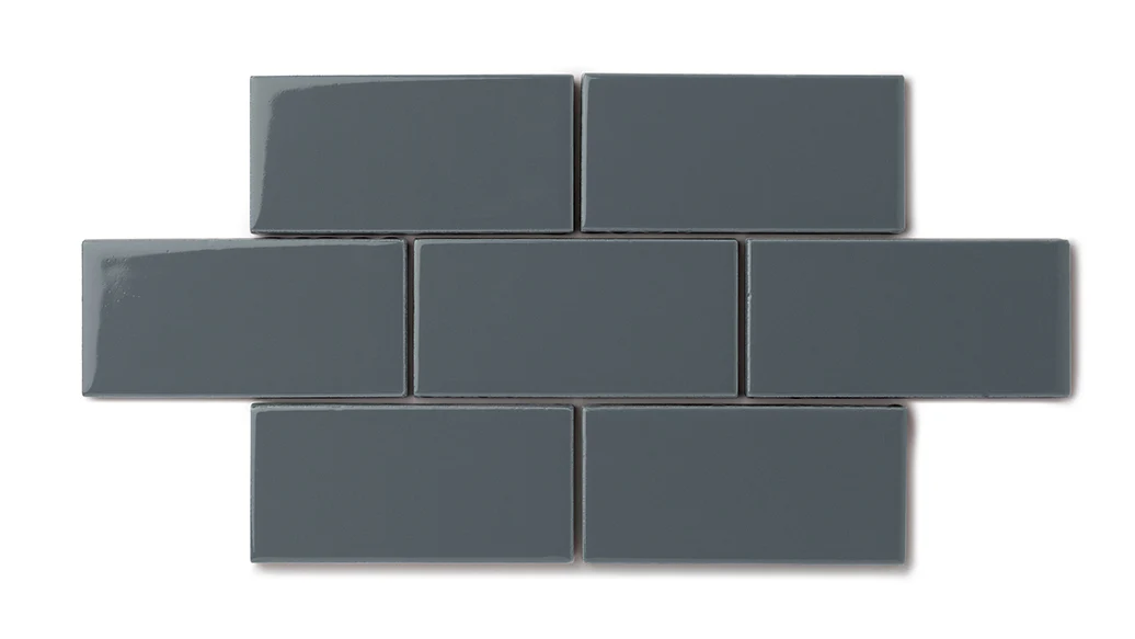 2x4 Straight Set Sheeted Natural Press Ceramic Mosaic Tile in Indigo Gloss - Storm Tile LLC