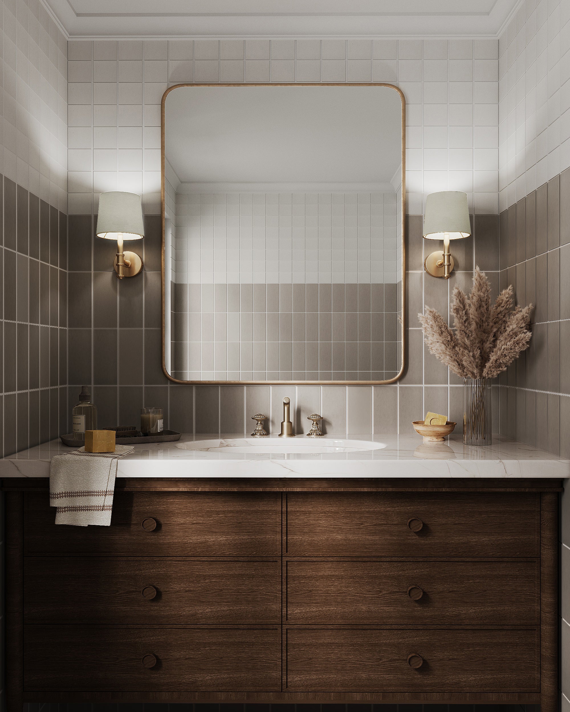 3x3 Straight Set Sheeted Natural Press Ceramic Mosaic Tile in Cloud Cover Gloss - Storm Tile LLC