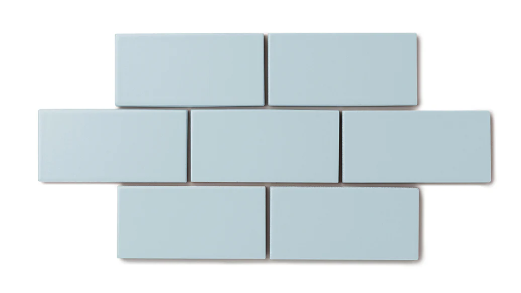 2x4 Straight Set Sheeted Natural Press Ceramic Mosaic Tile in Egyptian Blue Matte - Storm Tile LLC