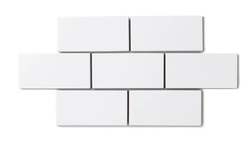 2x4 Half Offset Sheeted Natural Press Ceramic Mosaic Tile in Gesso Gloss - Storm Tile LLC
