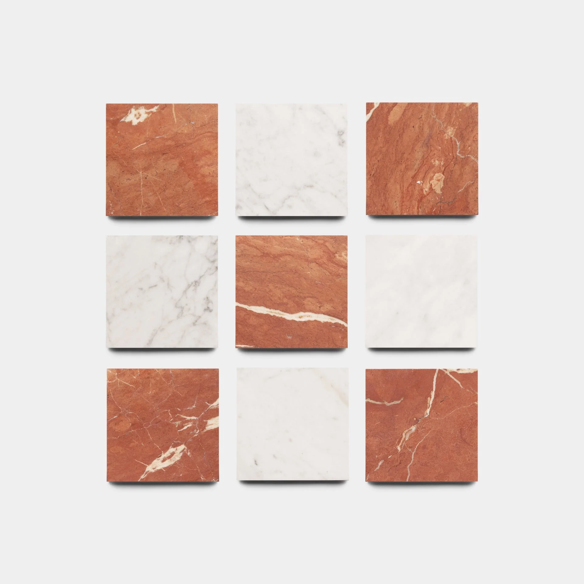 Piazzetta in Carrara + Rosso Alicante - Storm Tile LLC