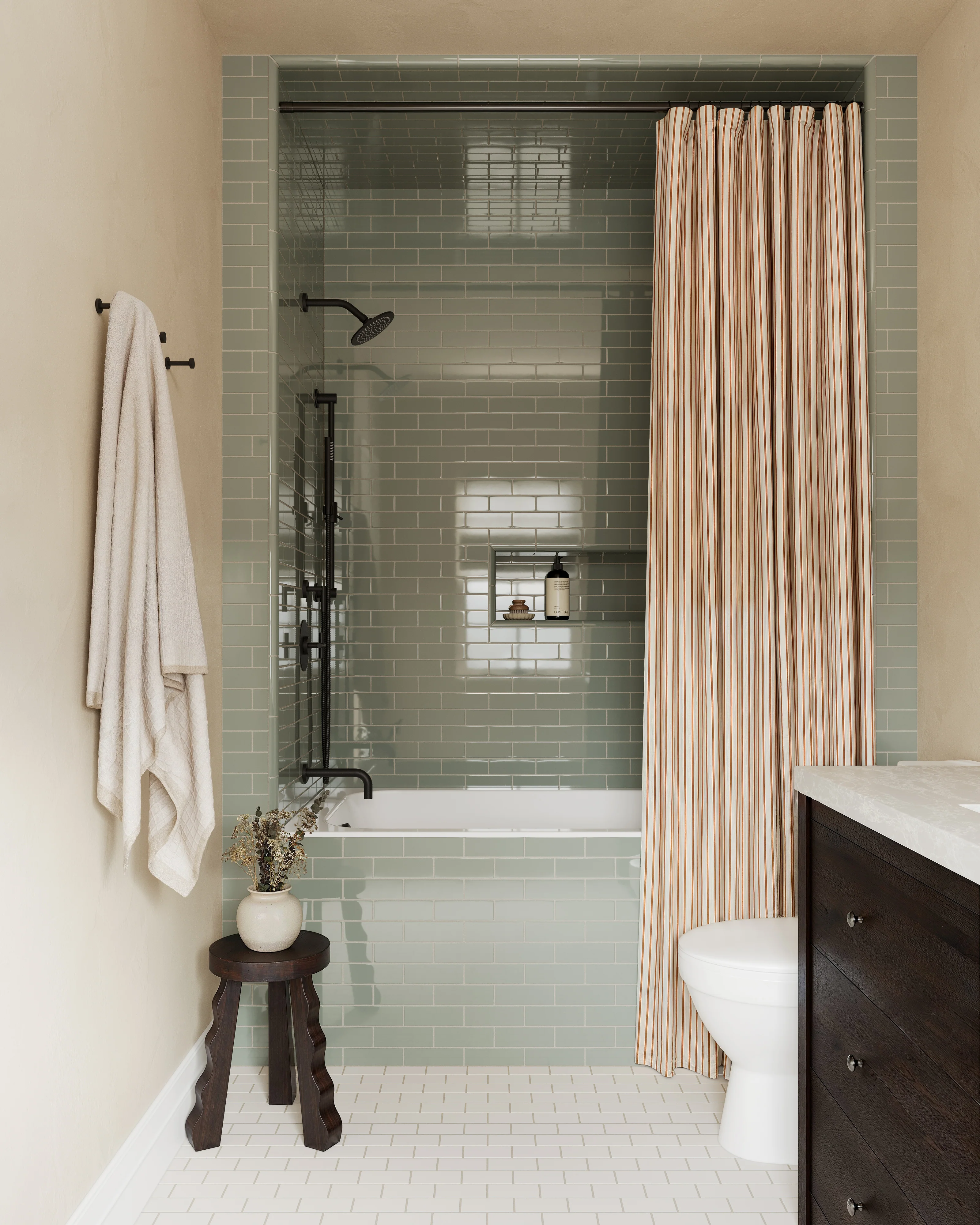 2x4 Half Offset Sheeted Natural Press Ceramic Mosaic Tile in Pearl Matte - Storm Tile LLC