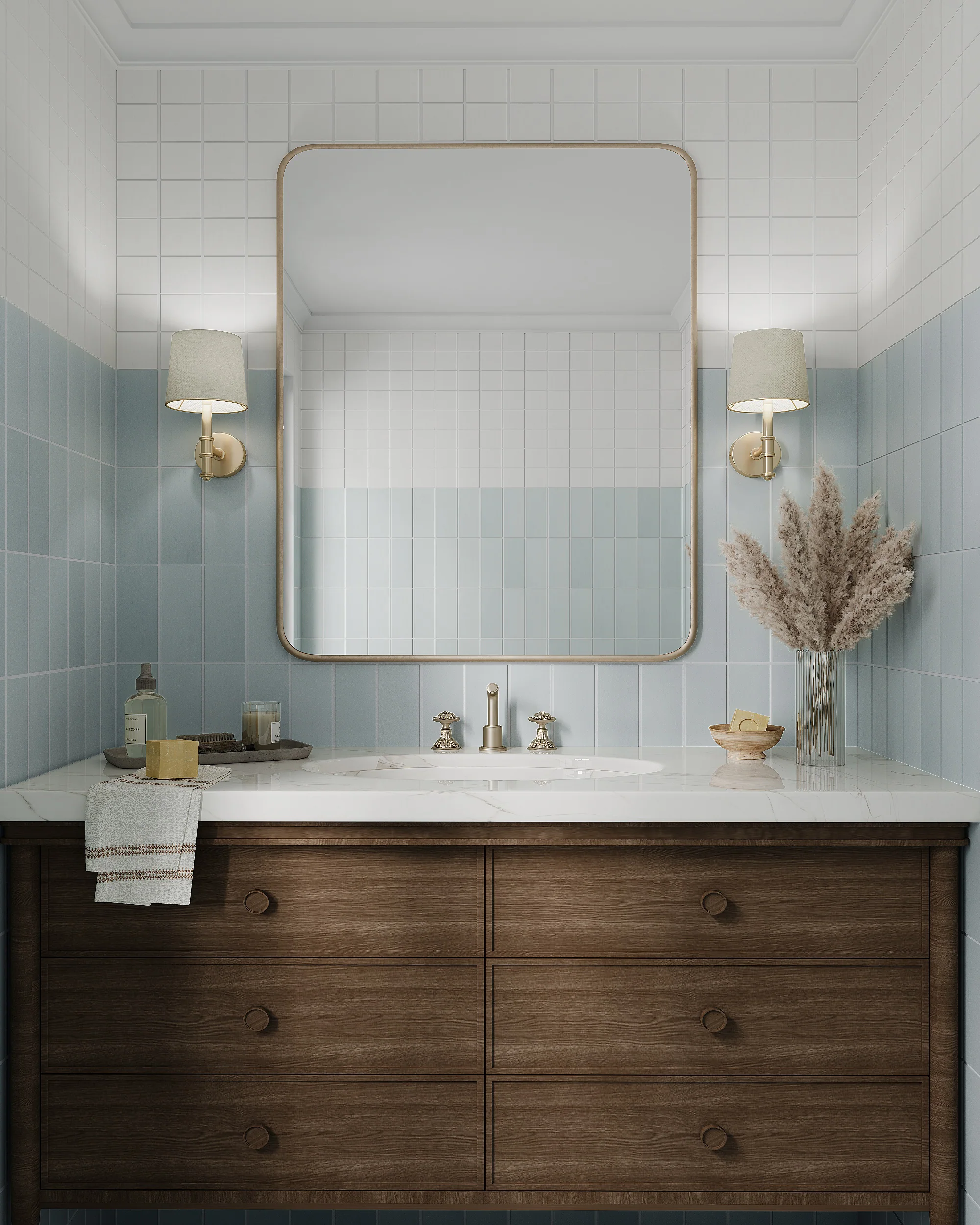 3x3 Straight Set Sheeted Natural Press Ceramic Mosaic Tile in Salt Creek Gloss - Storm Tile LLC