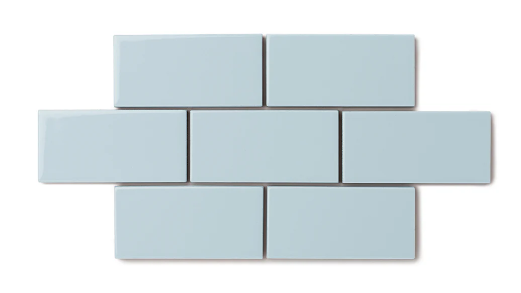 2x4 Half Offset Sheeted Natural Press Ceramic Mosaic Tile in Egyptian Blue Gloss - Storm Tile LLC