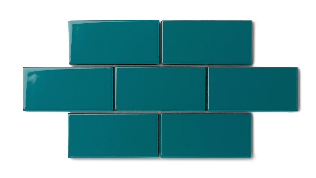 2x4 Straight Set Sheeted Natural Press Ceramic Mosaic Tile in Maya Blue Gloss - Storm Tile LLC