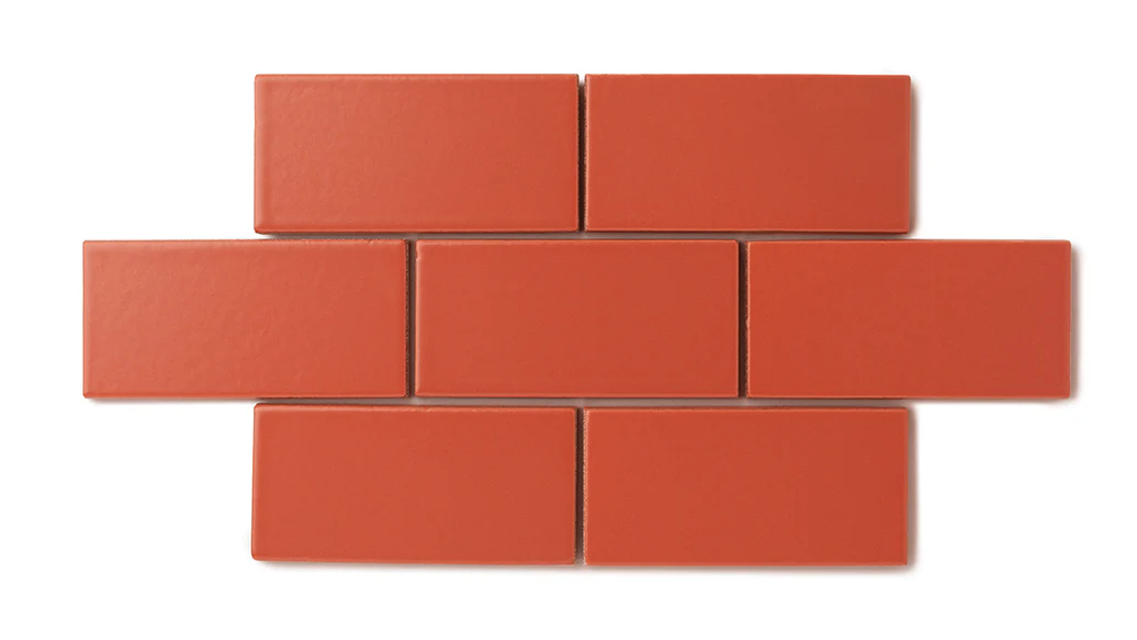 2x2 Straight Set Sheeted Natural Press Ceramic Mosaic Tile in Vermillion Matte - Storm Tile LLC