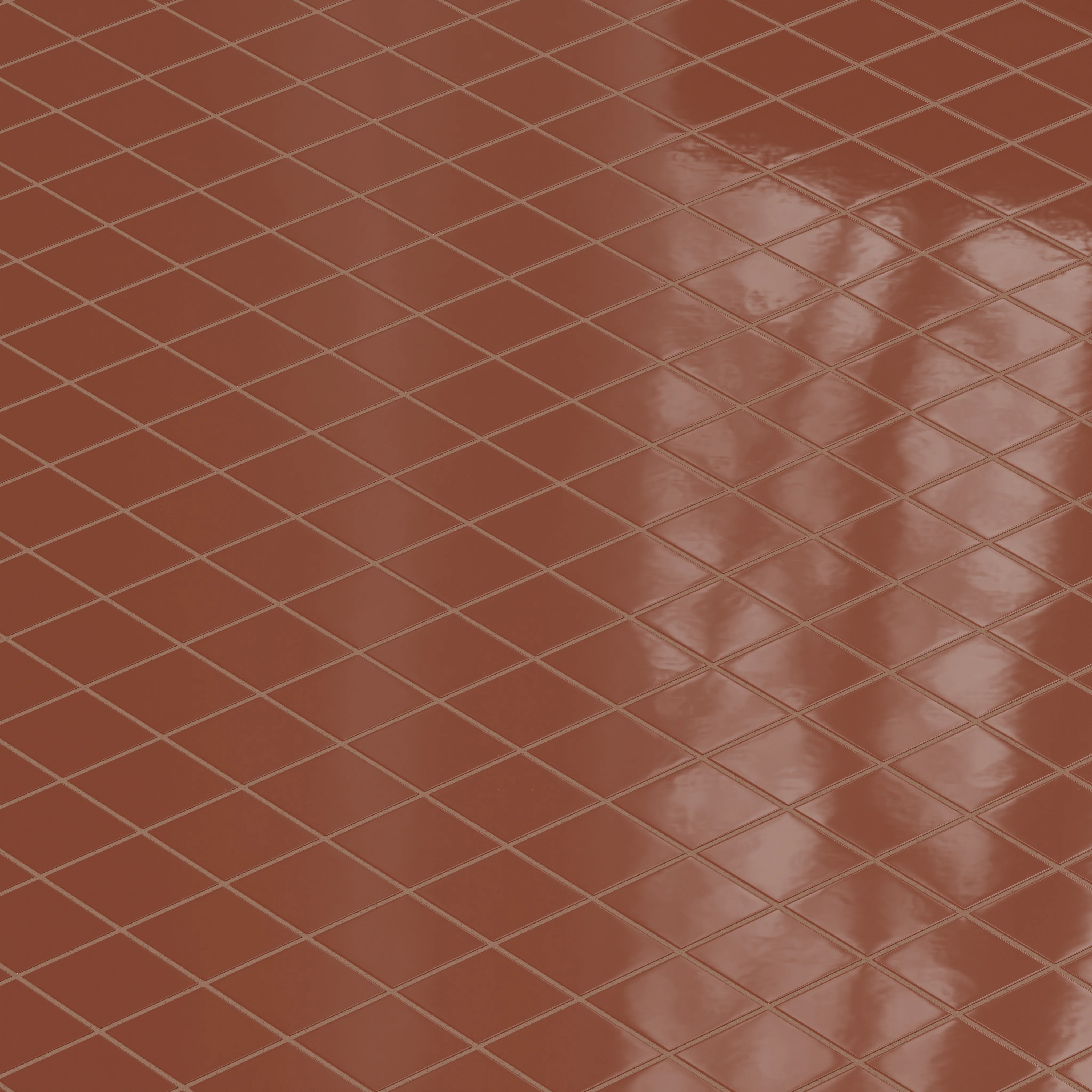 3x3 Straight Set Sheeted Natural Press Ceramic Mosaic Tile in Red Iron Oxide Gloss - Storm Tile LLC