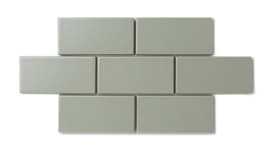 3x3 Straight Set Sheeted Natural Press Ceramic Mosaic Tile in Terre Verte Matte - Storm Tile LLC