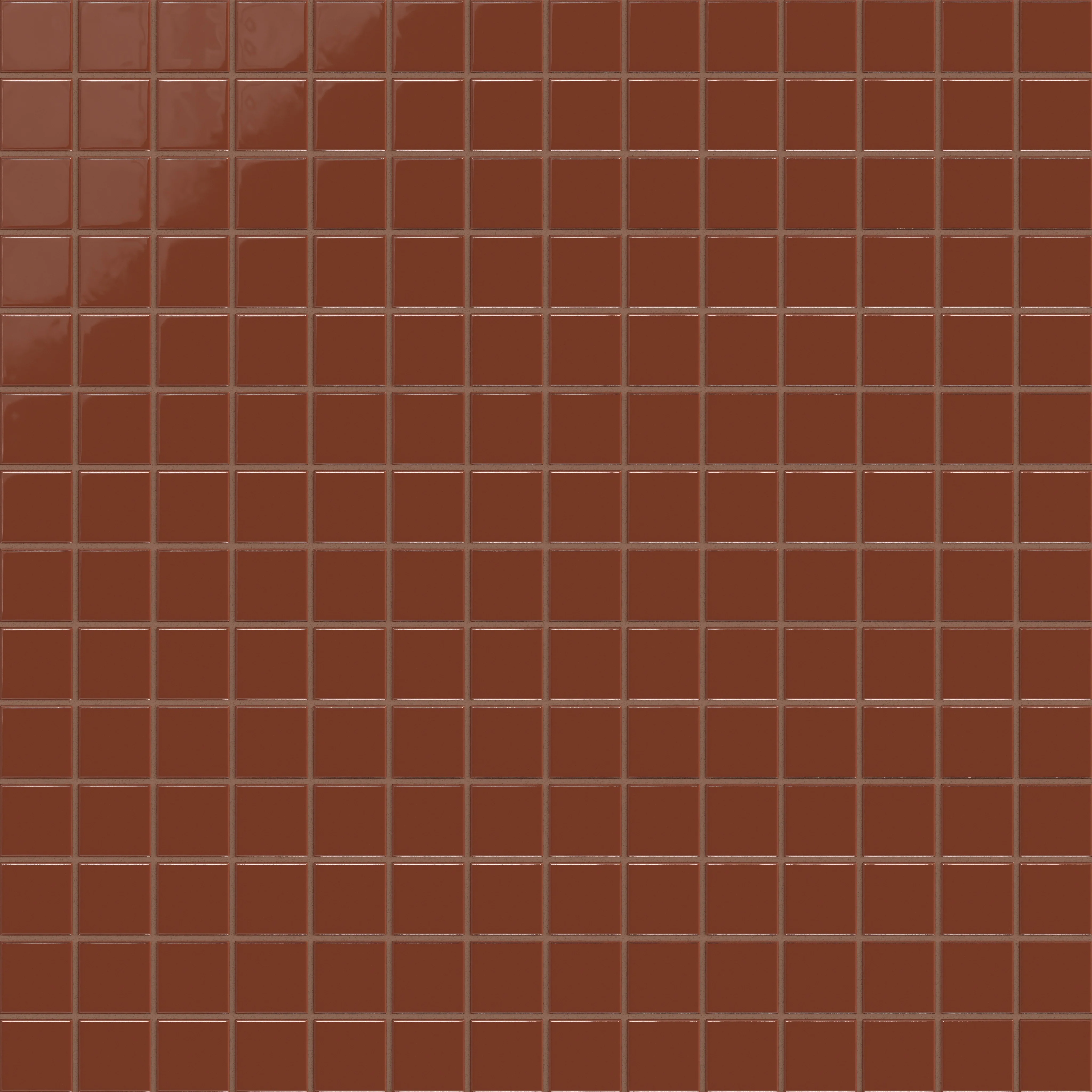 2x2 Straight Set Sheeted Natural Press Ceramic Mosaic Tile in Red Iron Oxide Gloss - Storm Tile LLC