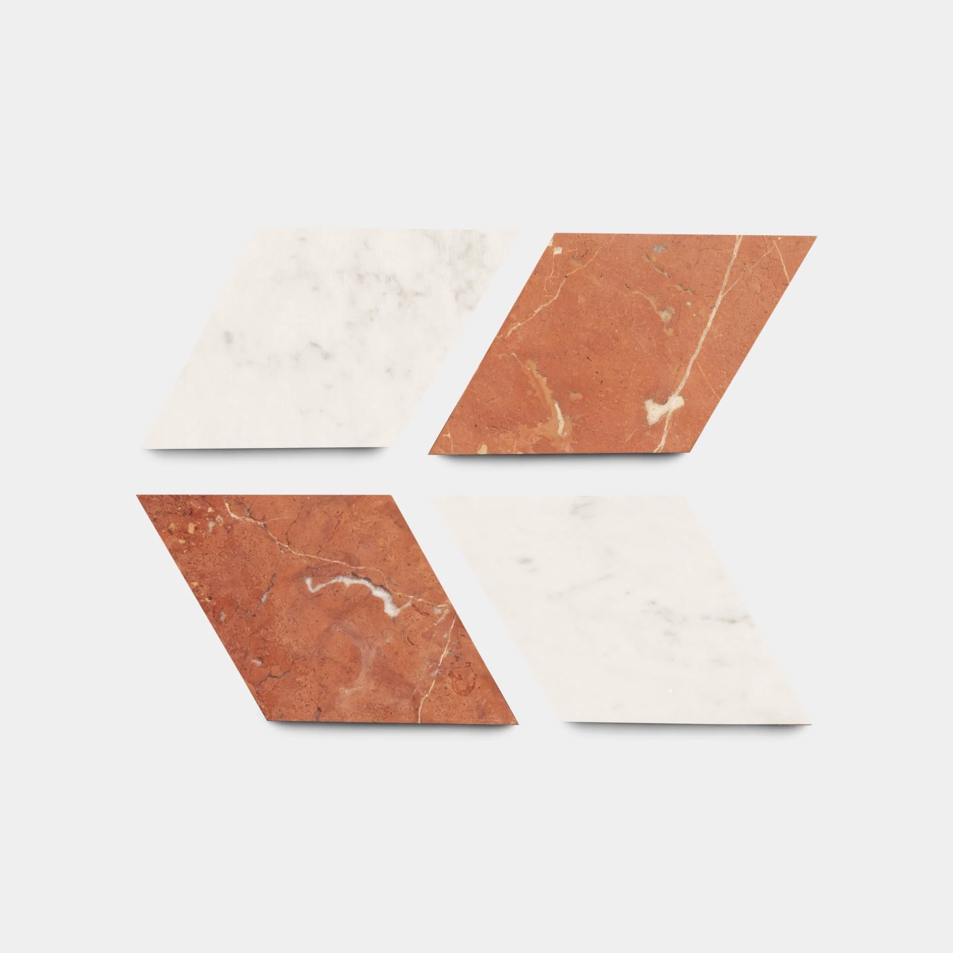 Diamante in Carrara + Rosso Alicante - Storm Tile LLC